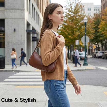 Small Shoulder Bag for Women Cute Mini Purse Trendy Vegan Leather Y2k Crescent Handbag