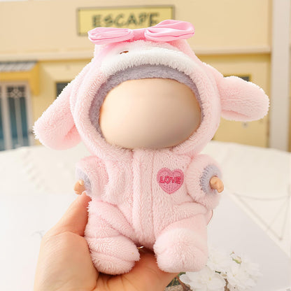 3 Piece Handmade Crochet Outfit for 17cm Dolls - Heart Sweater Hat &amp; Bag Set
