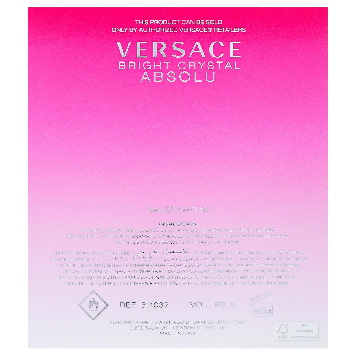 Versace Bright Crystal Absolu for Women 3.0 oz Eau de Parfum Spray