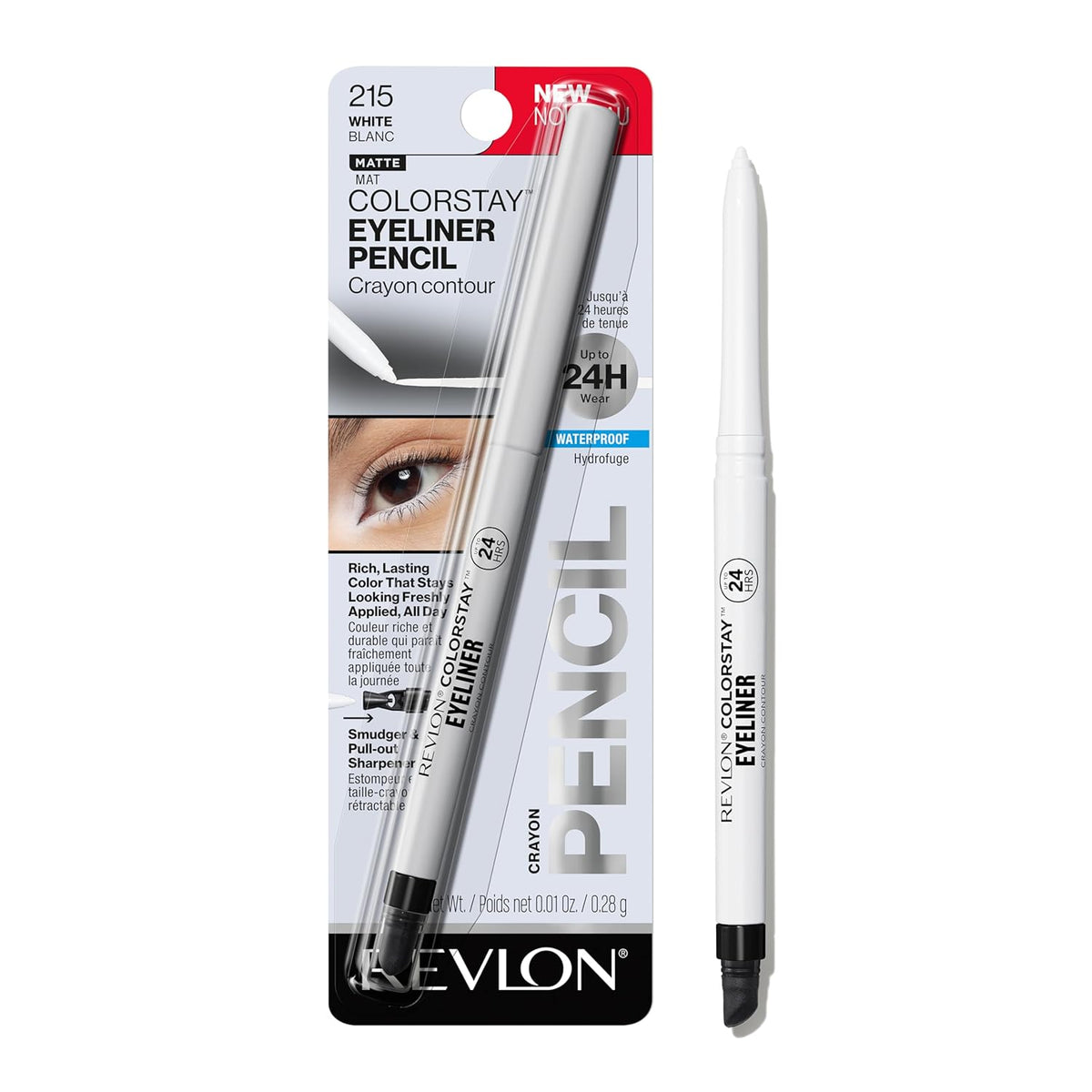 Revlon ColorStay Pencil Waterproof Eyeliner, Smudge-Proof, Eye Makeup with Built-In Sharpener, Long-Lasting, Matte Finish, 201 Black, 2 pack