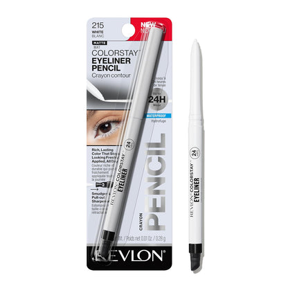 Revlon ColorStay Pencil Waterproof Eyeliner, Smudge-Proof, Eye Makeup with Built-In Sharpener, Long-Lasting, Matte Finish, 201 Black, 2 pack