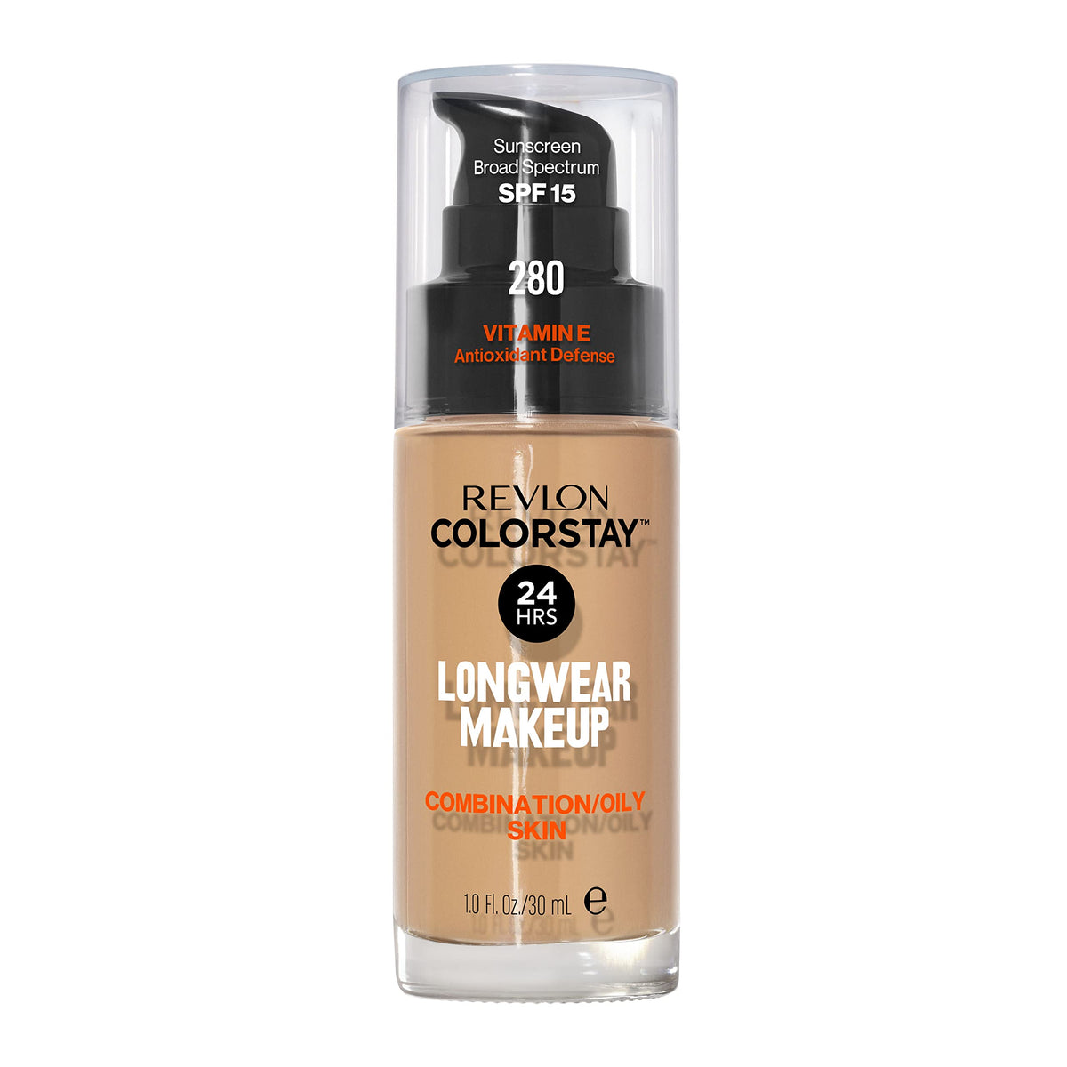 Revlon Liquid Foundation, ColorStay Face Makeup for Combination &amp; Oily Skin, SPF 15, Medium-Full Coverage with Matte Finish, 180 Sand Beige, 1 Fl Oz