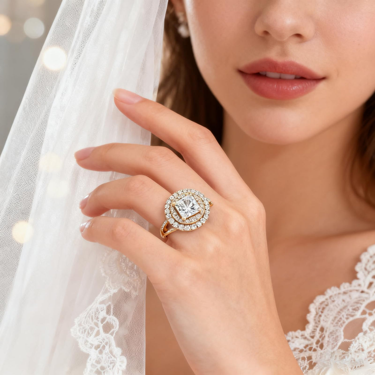 Personalized Princess Cut Moissanite Engagement Ring for Women – 10K/14K/18K Gold Custom Promise, Wedding &amp; Anniversary Ring with Luxury Gift Box