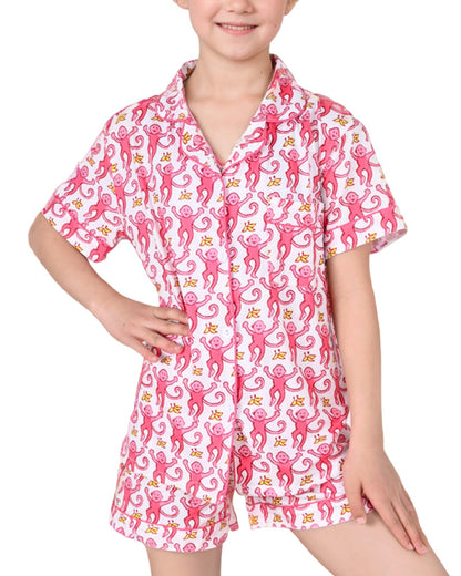 Roller Rabbit Pajamas Kids - Girls Summer 2 Piece Set - Button Down Top and Shorts