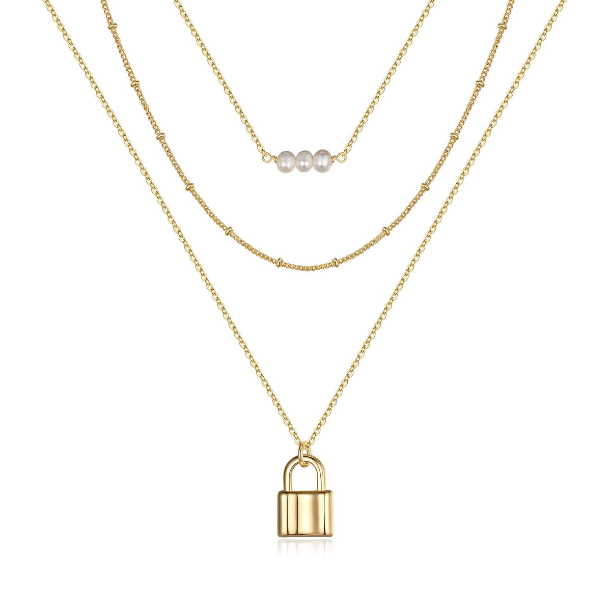 Turandoss Dainty Layered Choker Necklace, Handmade Y Pendant Necklace Multilayer Bar Disc Necklace Adjustable Layering Choker Necklaces for Women