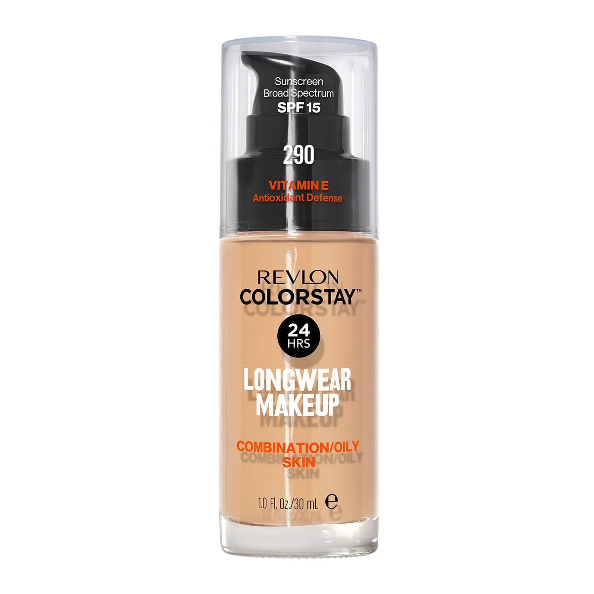 Revlon Liquid Foundation, ColorStay Face Makeup for Combination &amp; Oily Skin, SPF 15, Medium-Full Coverage with Matte Finish, 180 Sand Beige, 1 Fl Oz