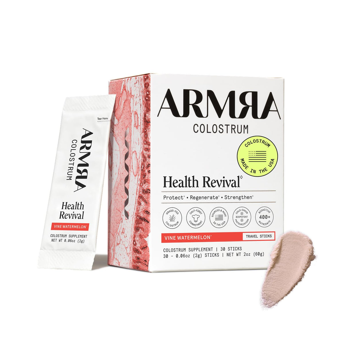 ARMRA Colostrum™ Powder | Blood Orange | Gut Health &amp; Bloating | Skin &amp; Hair | Immunity | Keto, Gluten &amp; Fat-Free | 30 Servings