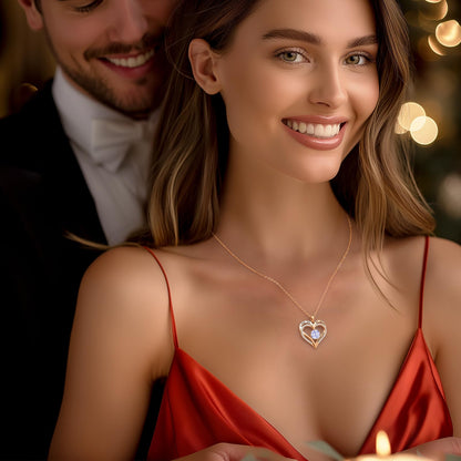 Personalized Double Heart Birthstone Necklace for Women – Sterling Silver Gift