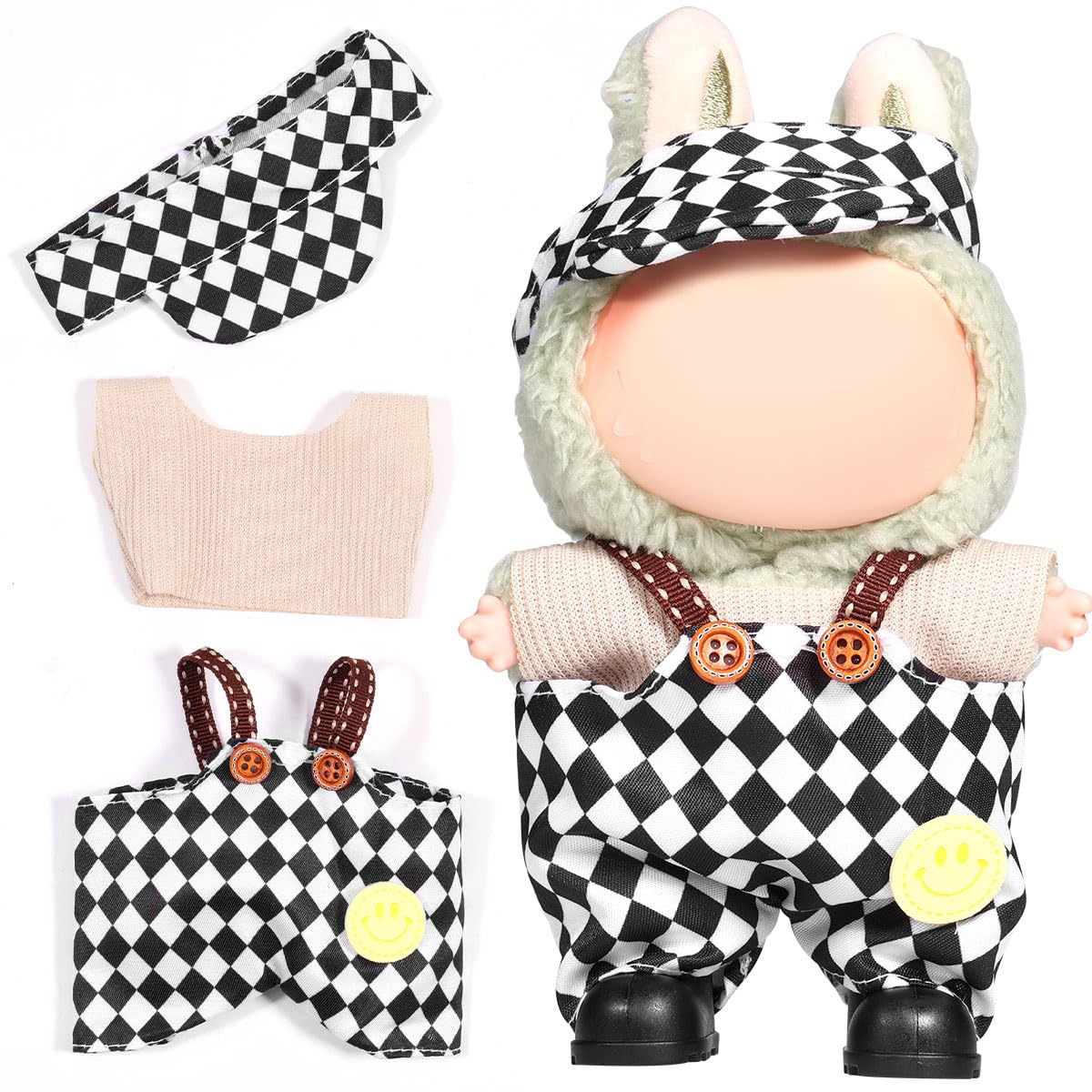 3 Piece Doll Clothes Set for 17cm Dolls - Handmade Crochet Outfit with Hat