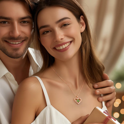 Personalized Double Heart Birthstone Necklace for Women – Sterling Silver Gift