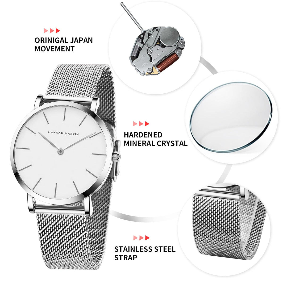 HANNAH MARTIN Watches for Women Analog Women&