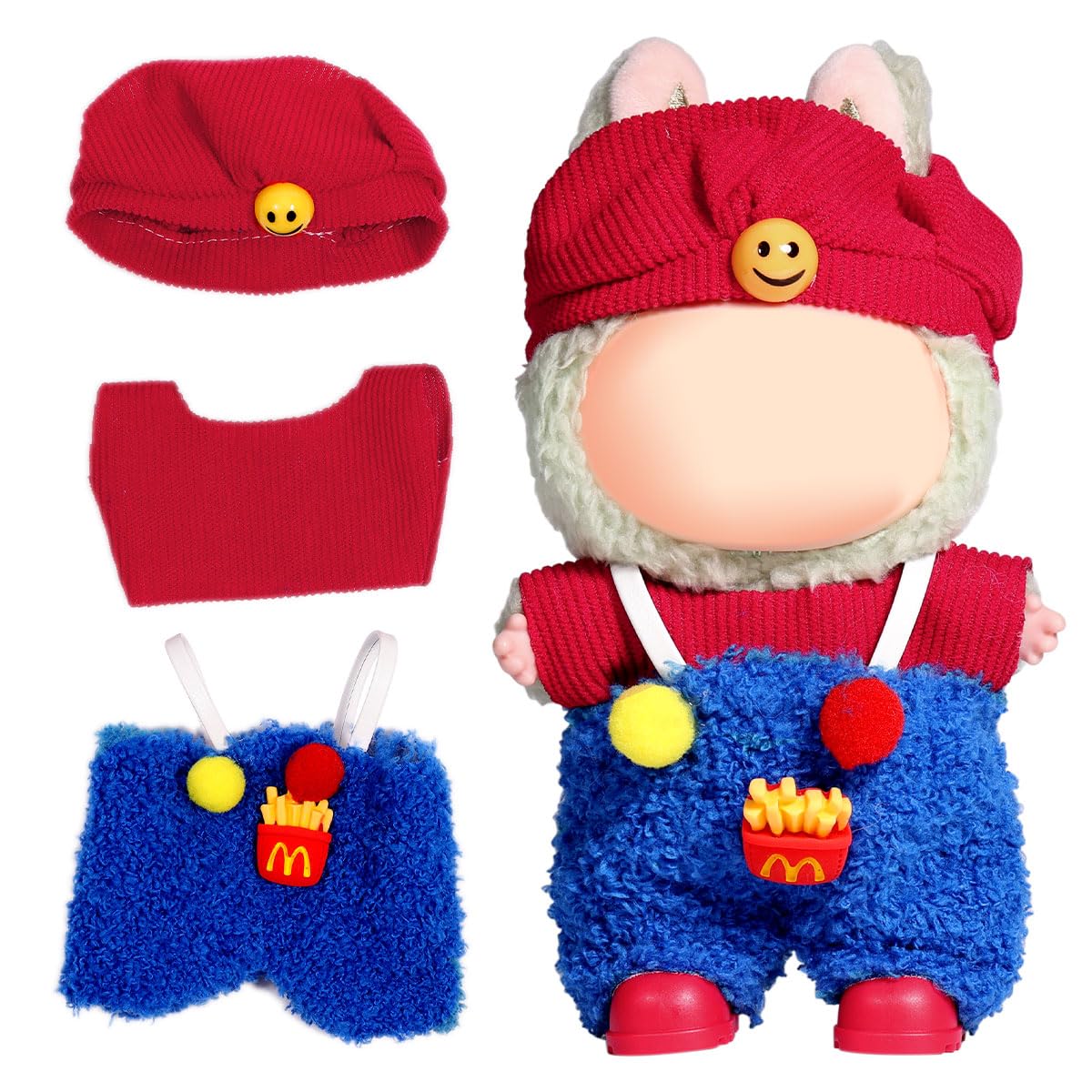 3 Piece Doll Clothes Set for 17cm Dolls - Handmade Crochet Outfit with Hat