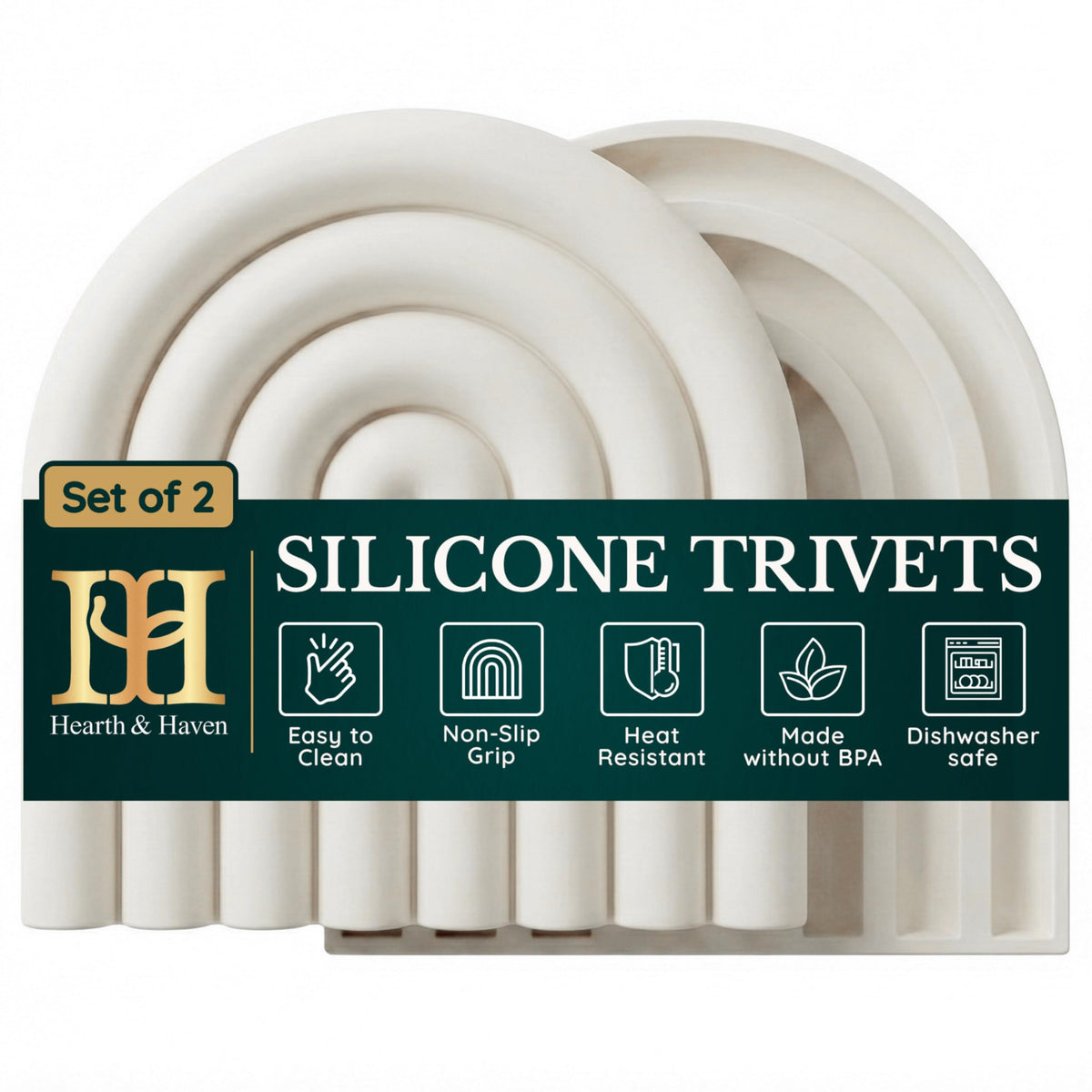Silicone Trivets for Hot Dishes – Heat-Resistant, Non-Slip Pot Holders for Kitchen &amp; Coasters – Durable Hot Pads for Pots, Pans, Baking Dishes &amp; Kitchen Appliances