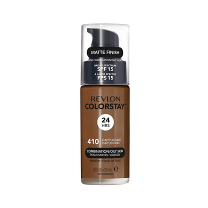 Revlon Liquid Foundation, ColorStay Face Makeup for Combination &amp; Oily Skin, SPF 15, Medium-Full Coverage with Matte Finish, 180 Sand Beige, 1 Fl Oz
