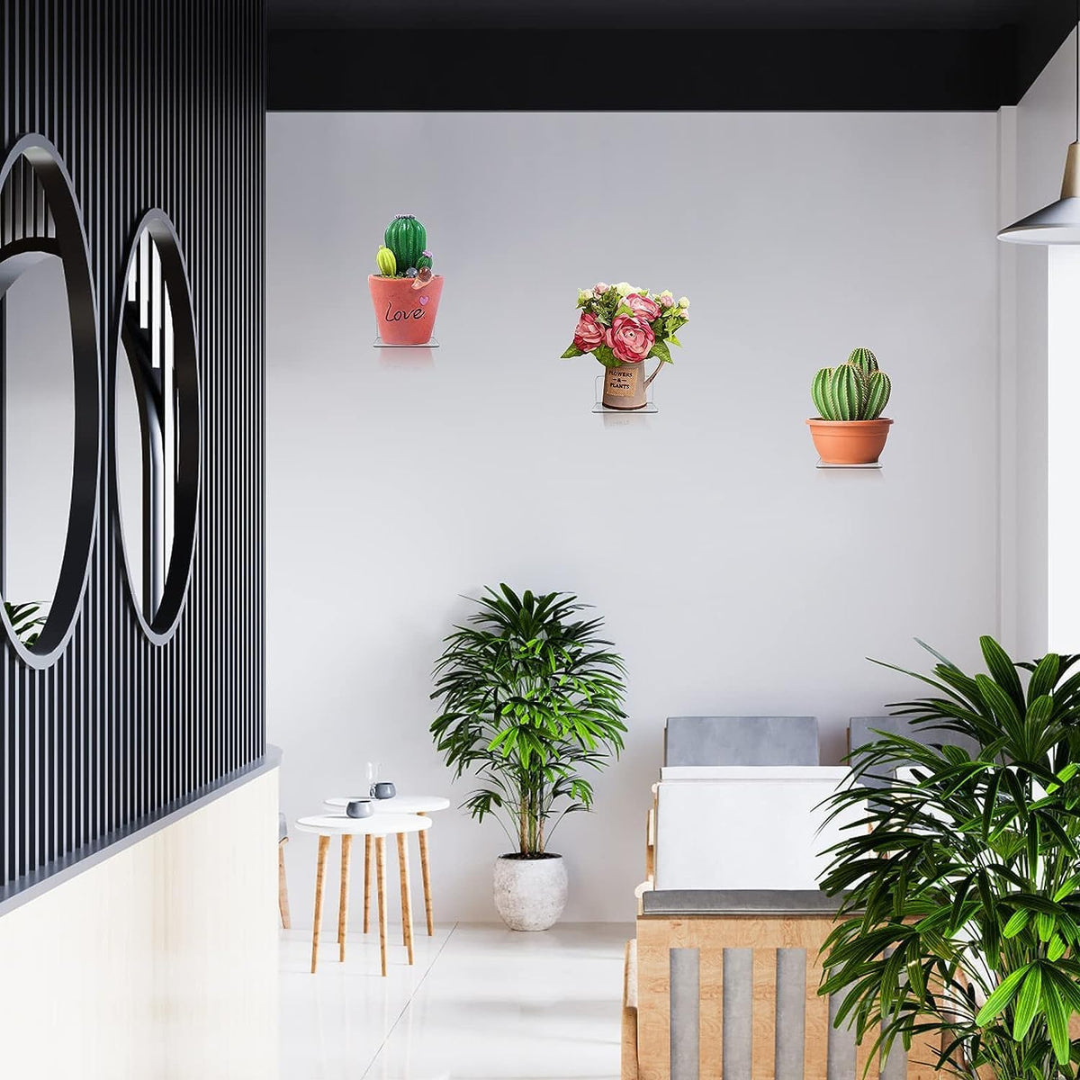 3 Pack of Acrylic Small Shelf,Mini Floating Wall Shelf,Wall Mounted Storage Shelf,for Pop Figures,Plant,Picture Photo Modern Wall for Office Bedroom Living Room,Clear
