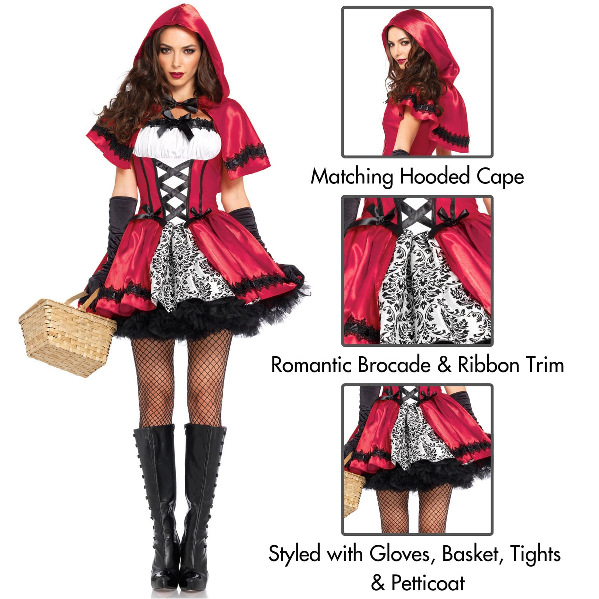 Gothic Red Riding Hood Costume - Women&