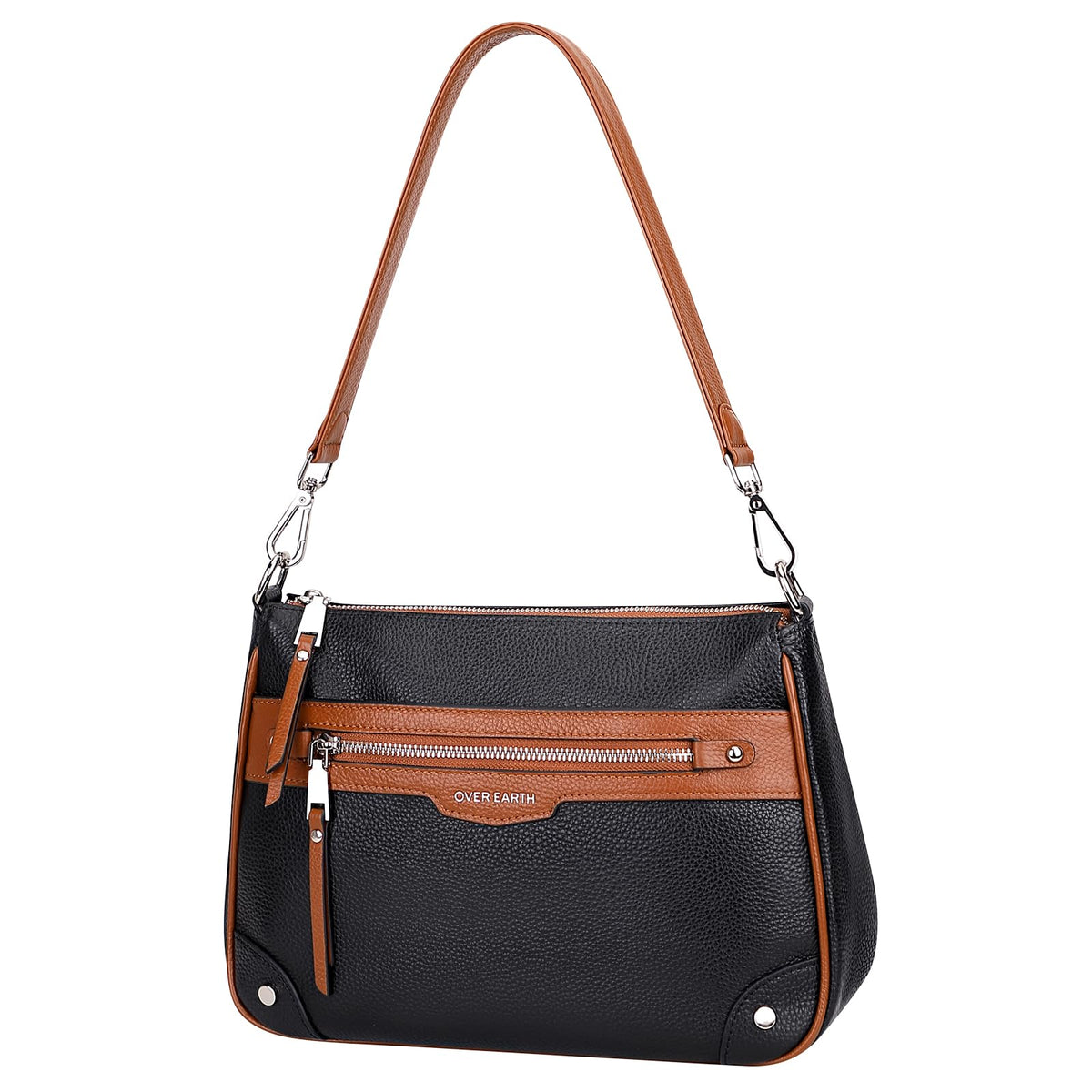 Over Earth Soft Genuine Leather Crossbody Bags for Women Medium Shoulder Purses Hobo Handbags with Multi Pockets