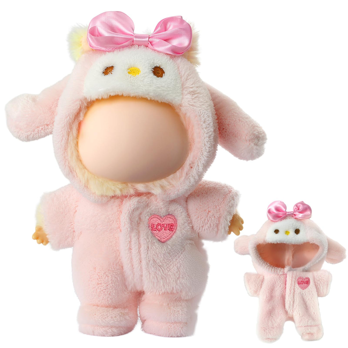 3 Piece Handmade Crochet Outfit for 17cm Dolls - Heart Sweater Hat &amp; Bag Set