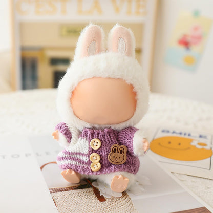 3 Piece Handmade Crochet Outfit for 17cm Dolls - Heart Sweater Hat &amp; Bag Set