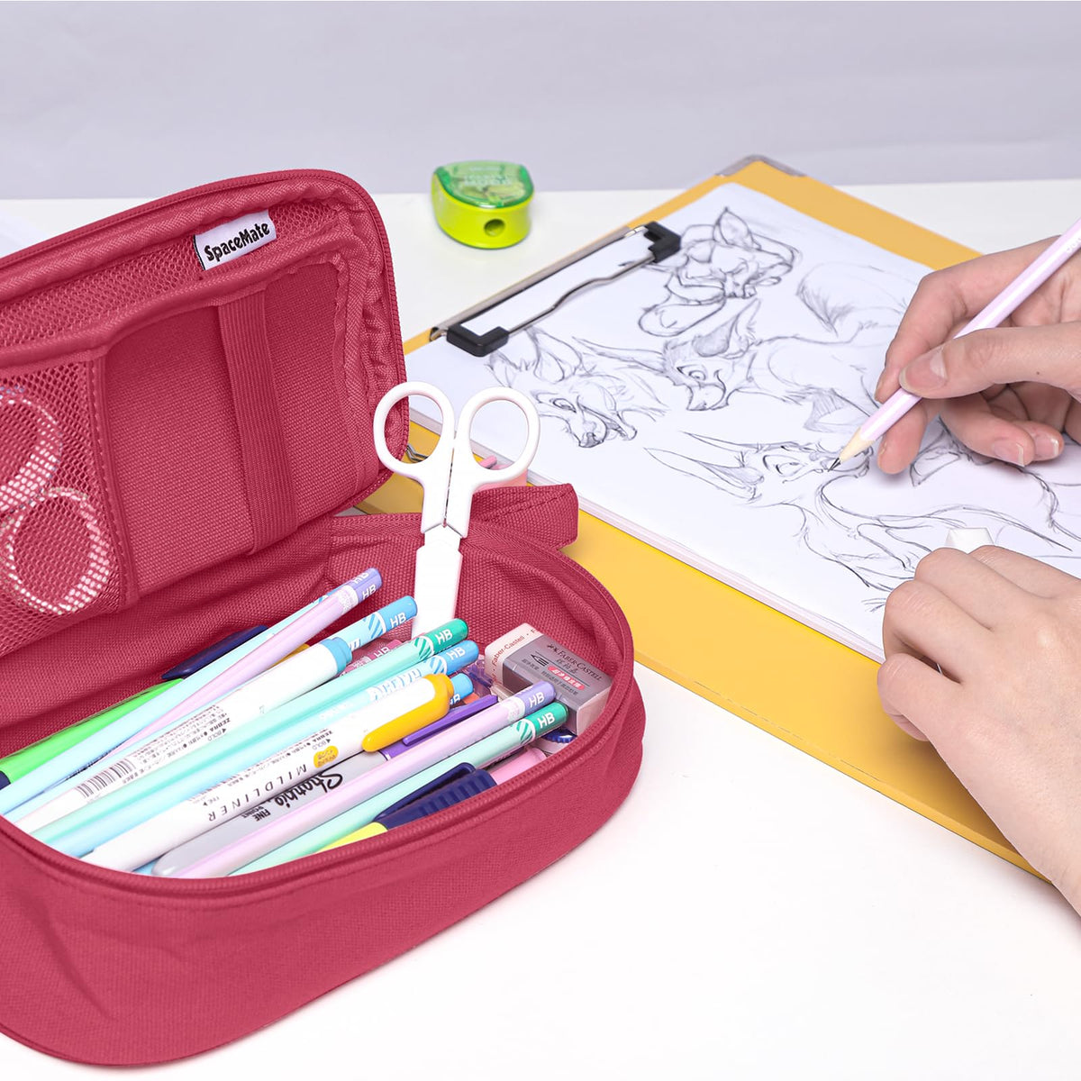 Large Pencil Case 1800ml - Heavy Duty Canvas School Supplies Organizer for Kids Students