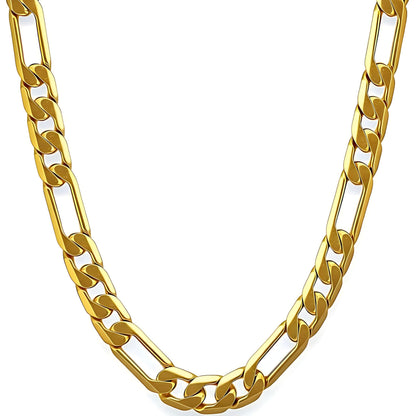 Premium 18K Gold-Plated Figaro Chain Necklace – Stainless Steel | Waterproof &amp; Tarnish Resistant