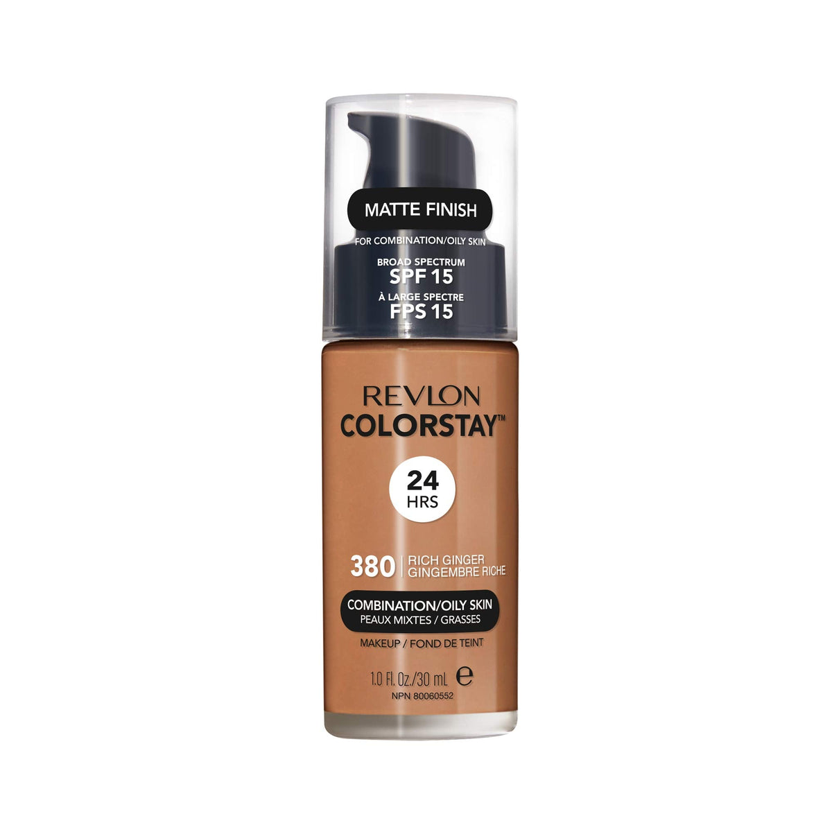 Revlon Liquid Foundation, ColorStay Face Makeup for Combination &amp; Oily Skin, SPF 15, Medium-Full Coverage with Matte Finish, 180 Sand Beige, 1 Fl Oz