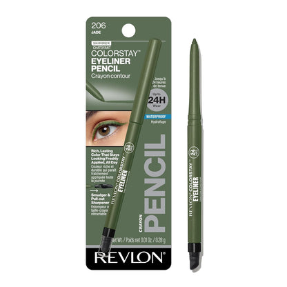 Revlon ColorStay Pencil Waterproof Eyeliner, Smudge-Proof, Eye Makeup with Built-In Sharpener, Long-Lasting, Matte Finish, 201 Black, 2 pack
