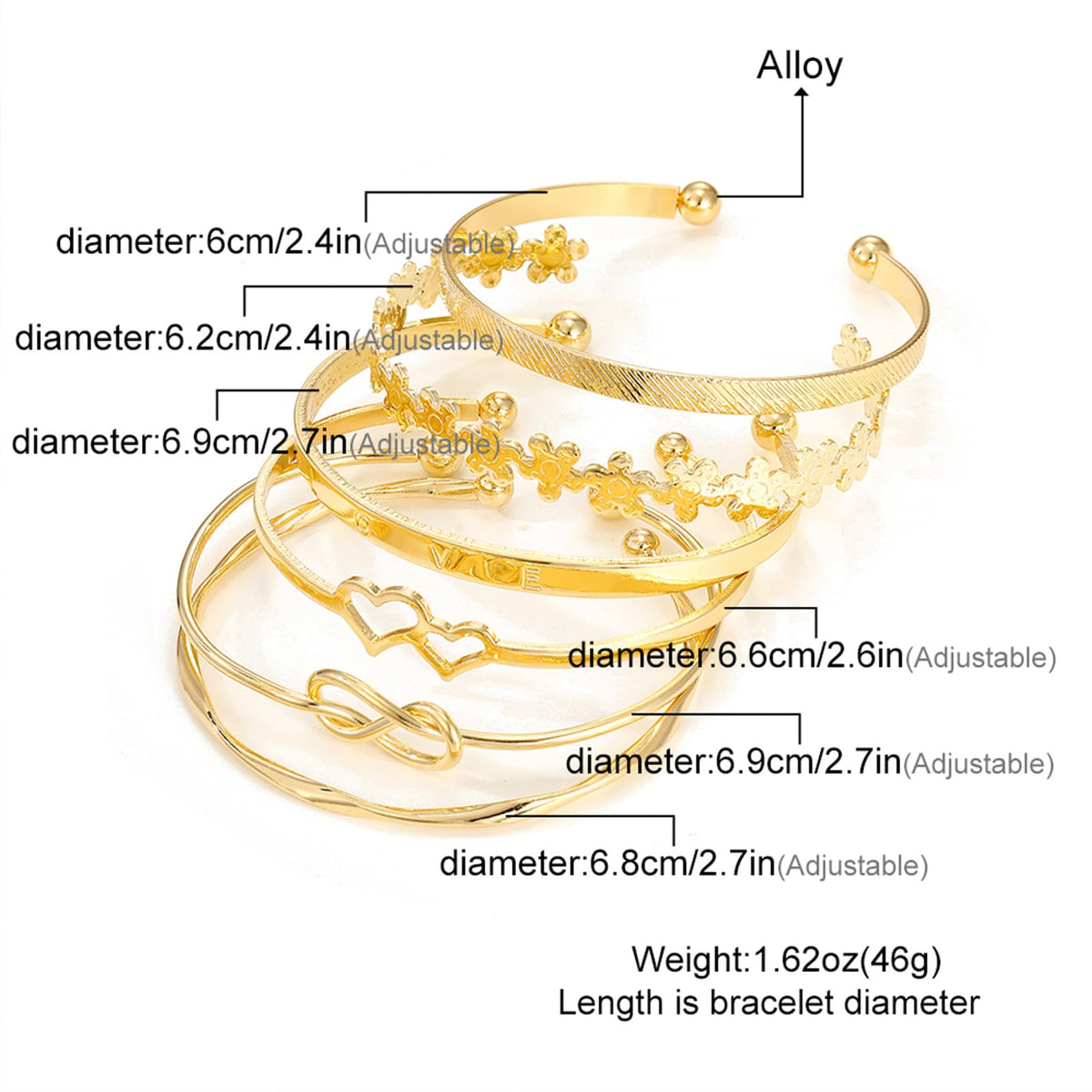 IFKM Gold Bangle Bracelets For Women, 14k Gold Plated Multi Layer Stackable Cuff Bracelet Set, Trendy Elegance Charms Non Tarnish Minimalist Textured Boho Jewelry Gift for Women