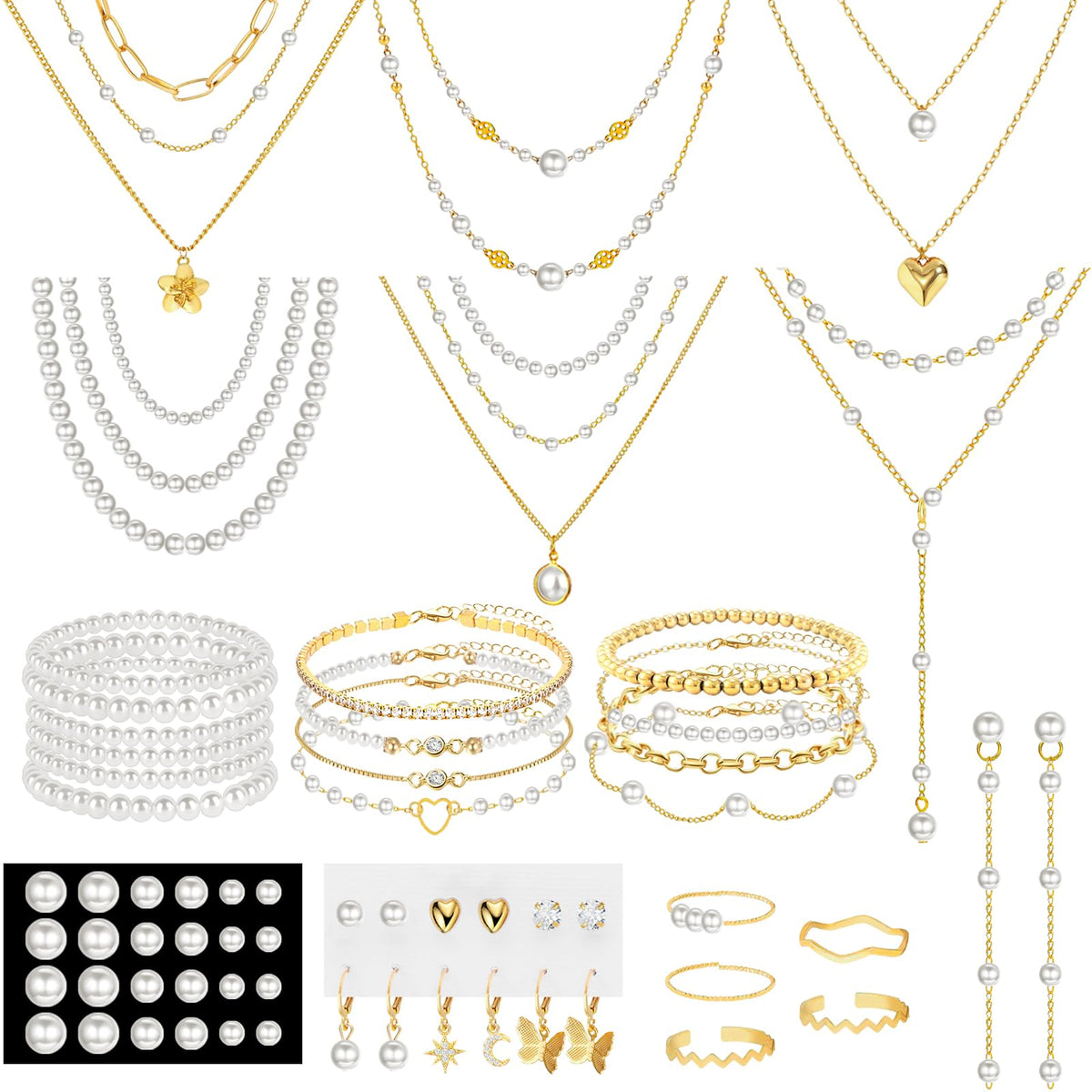 69-Piece Gold Jewelry Set for Women | Necklaces, Bracelets &amp; Earrings