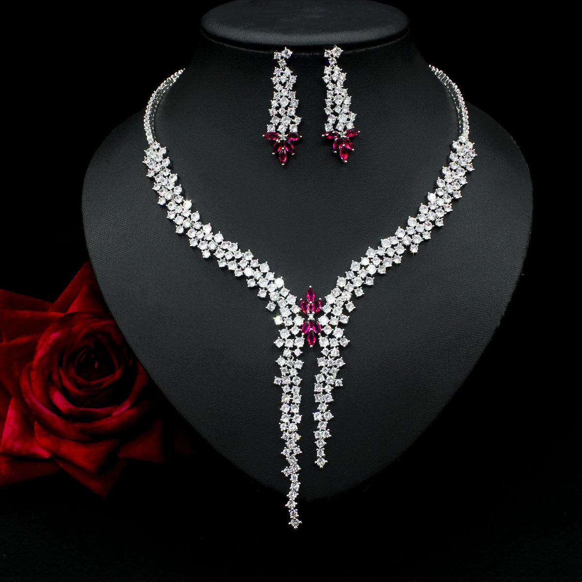 Zircon Earrings and Necklace Set