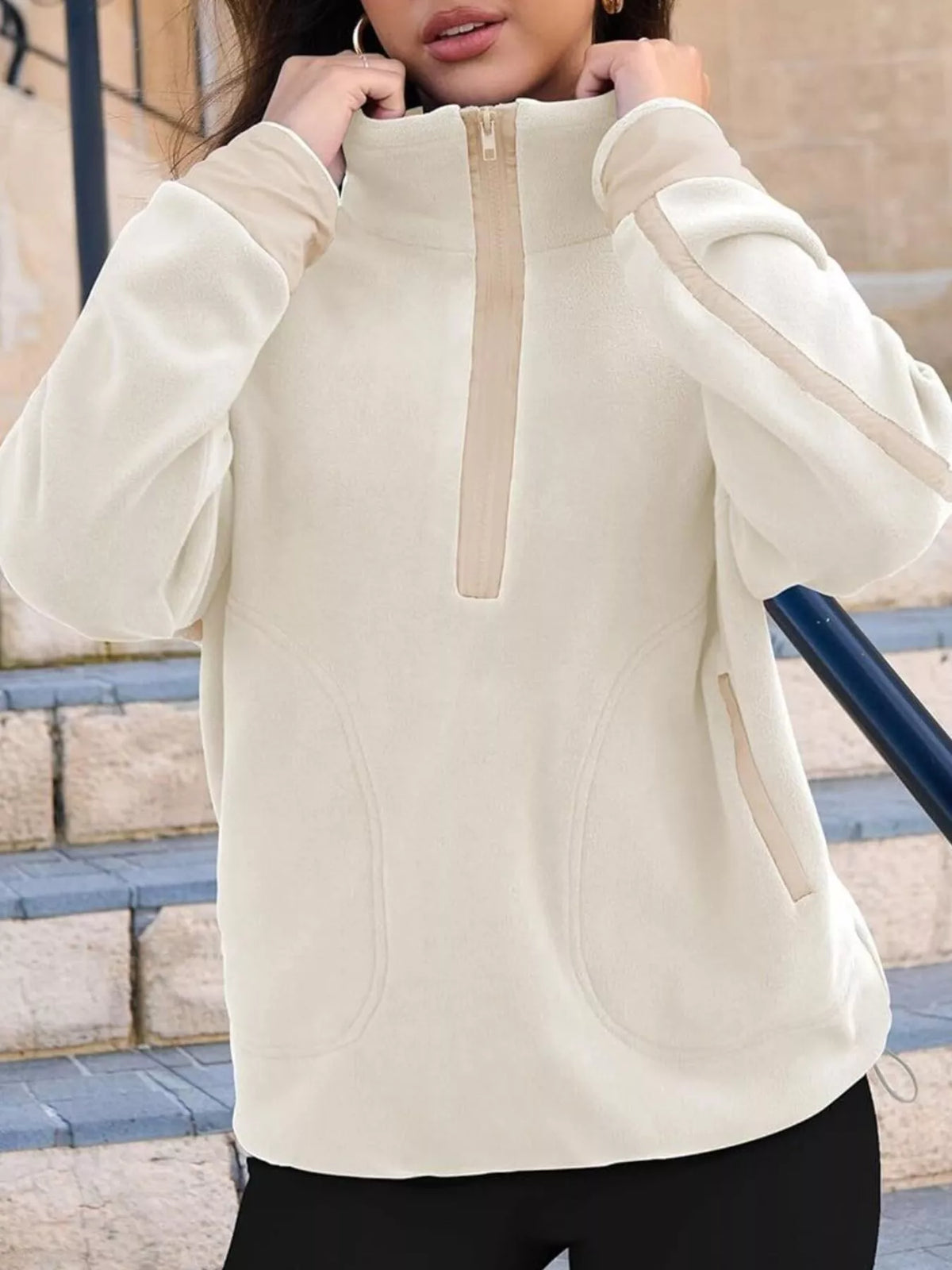 Half Zip Dropped Shoulder Sweatshirt