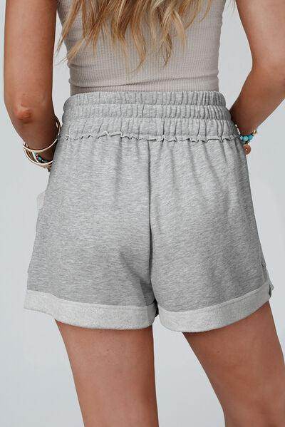 Drawstring High Waist Shorts with Pockets for Women