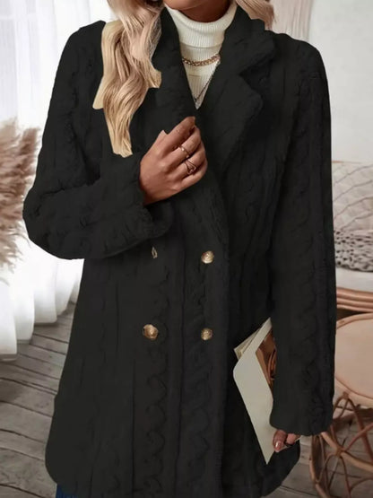 Cozy Faux Shearling Double-Breasted Outerwear