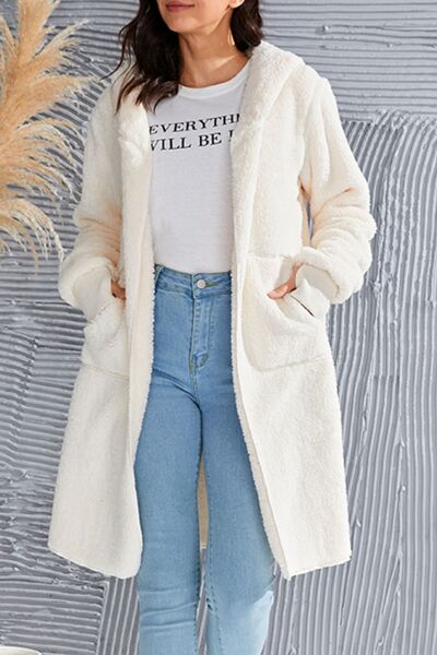 Red Double Take Full Size Hooded Teddy Bear Jacket with Thumbholes Ultra-Cozy &amp; Stylish Comfortable Outerwear