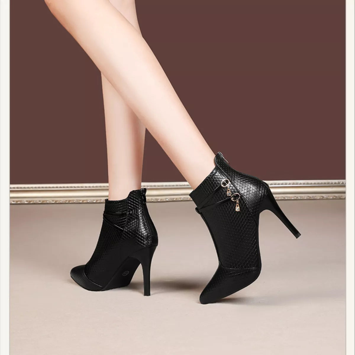 Pointed-Toe Stiletto Ankle Boots