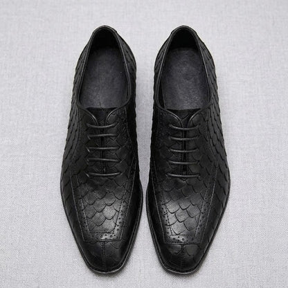 Business Formal Leather Shoes Dragon-scale Pattern Mens British Style