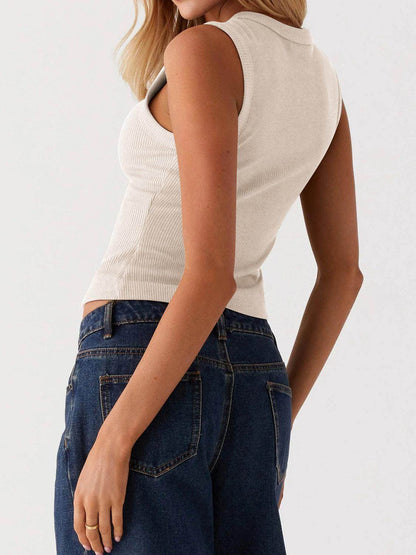 Lovelet Button Up Round Neck Tank for Stylish Comfort