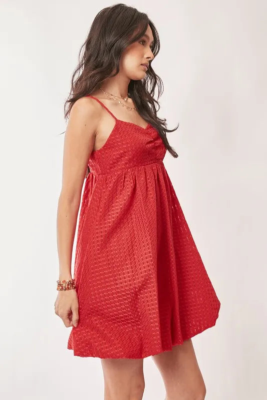 Davi &amp; Dani Textured Sweetheart Neckline Bubble Hem Dress