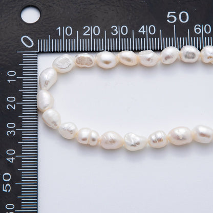 7.3mm Natural White Freshwater Pearl Rice-Shaped Beads Strands | WA-3503