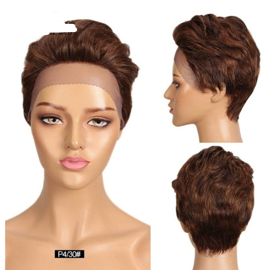 Front Lace Wig All Real Hair Short Headgear