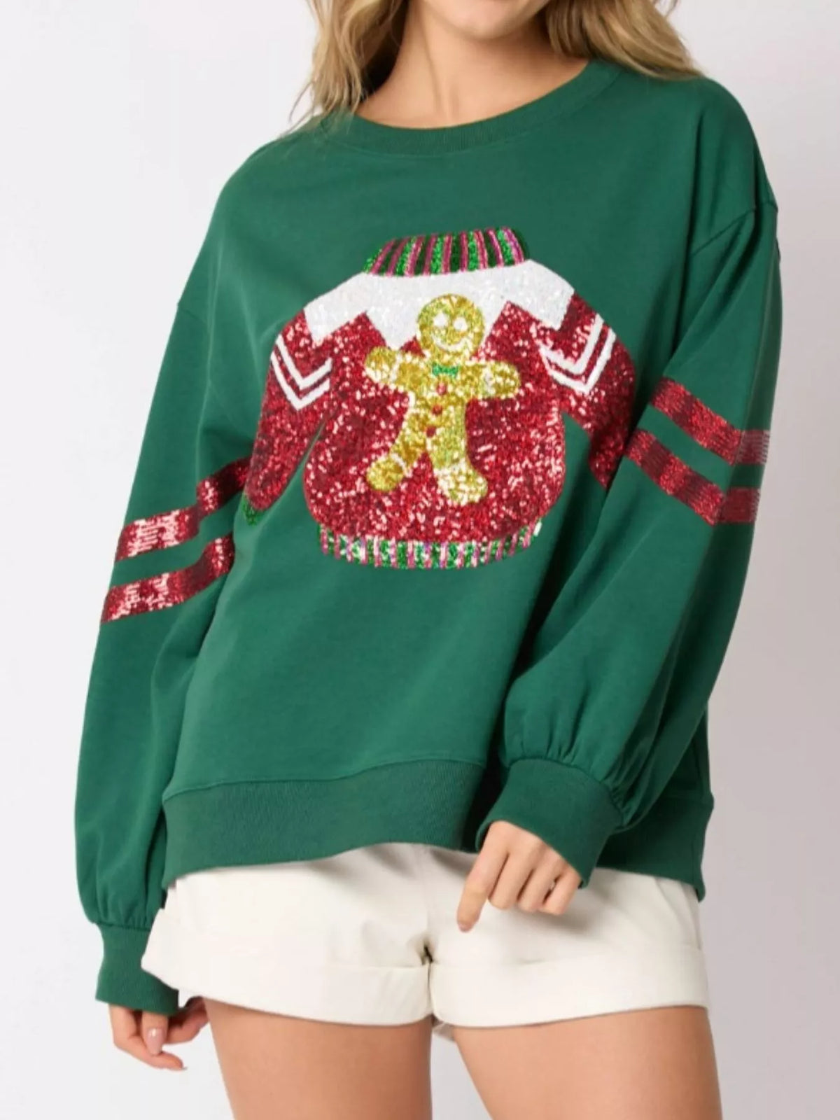 Christmas Sequin Santa Hat Holiday Sweatshirt