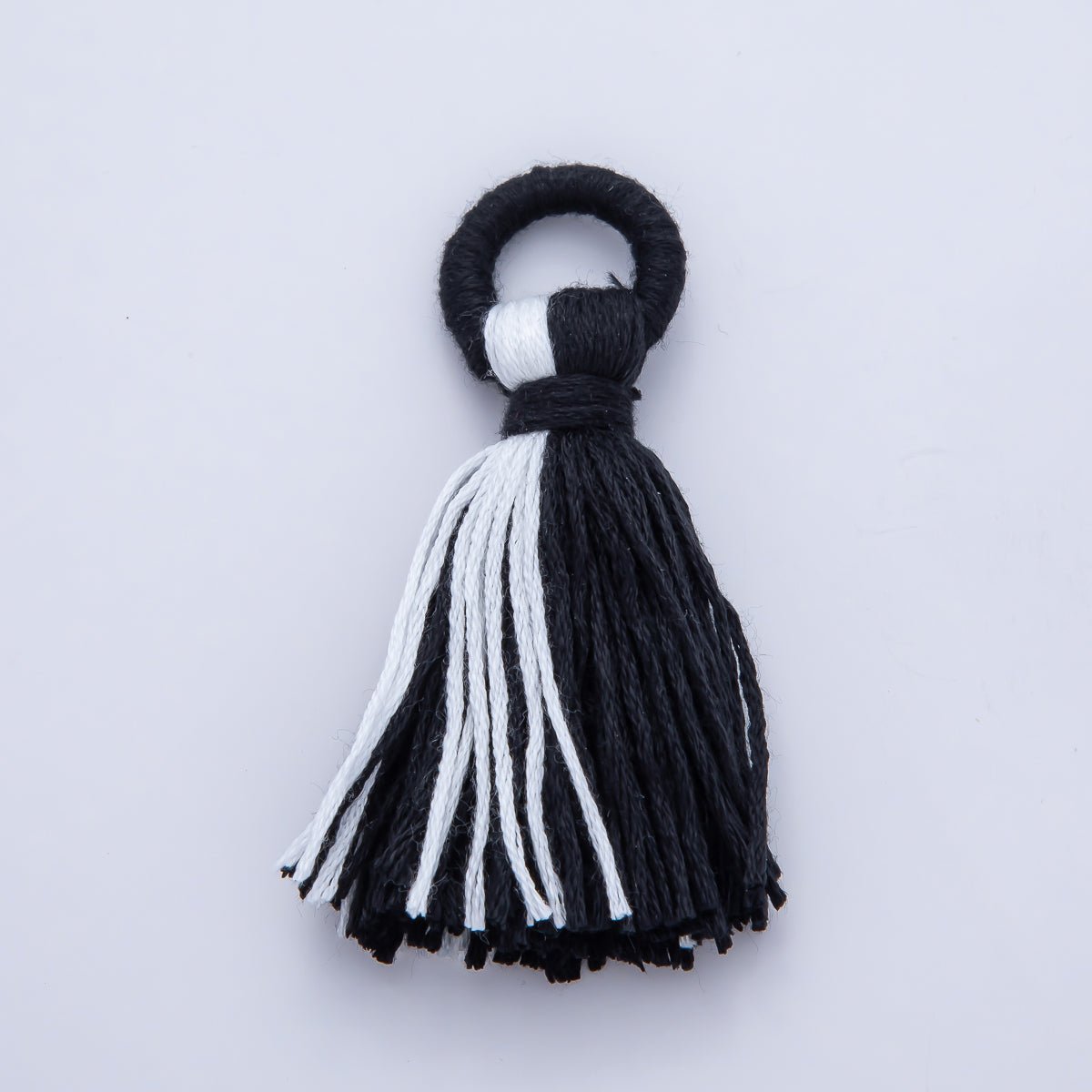 74mm Black &amp; White Cotton Tassel Fringe Finding | Z1653