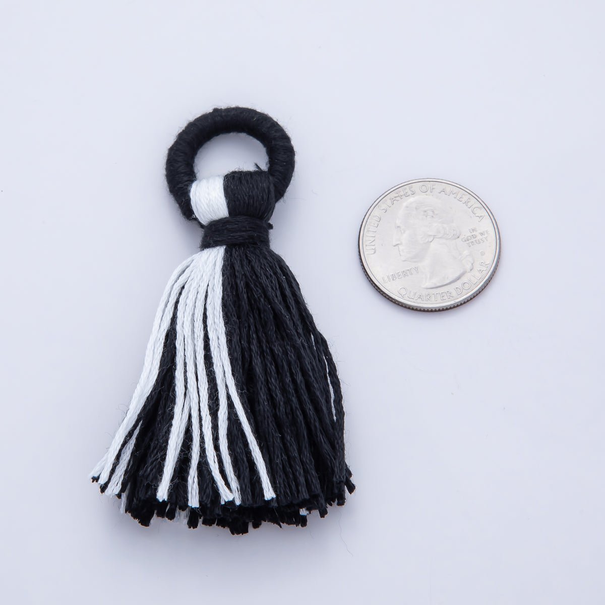 74mm Black &amp; White Cotton Tassel Fringe Finding | Z1653