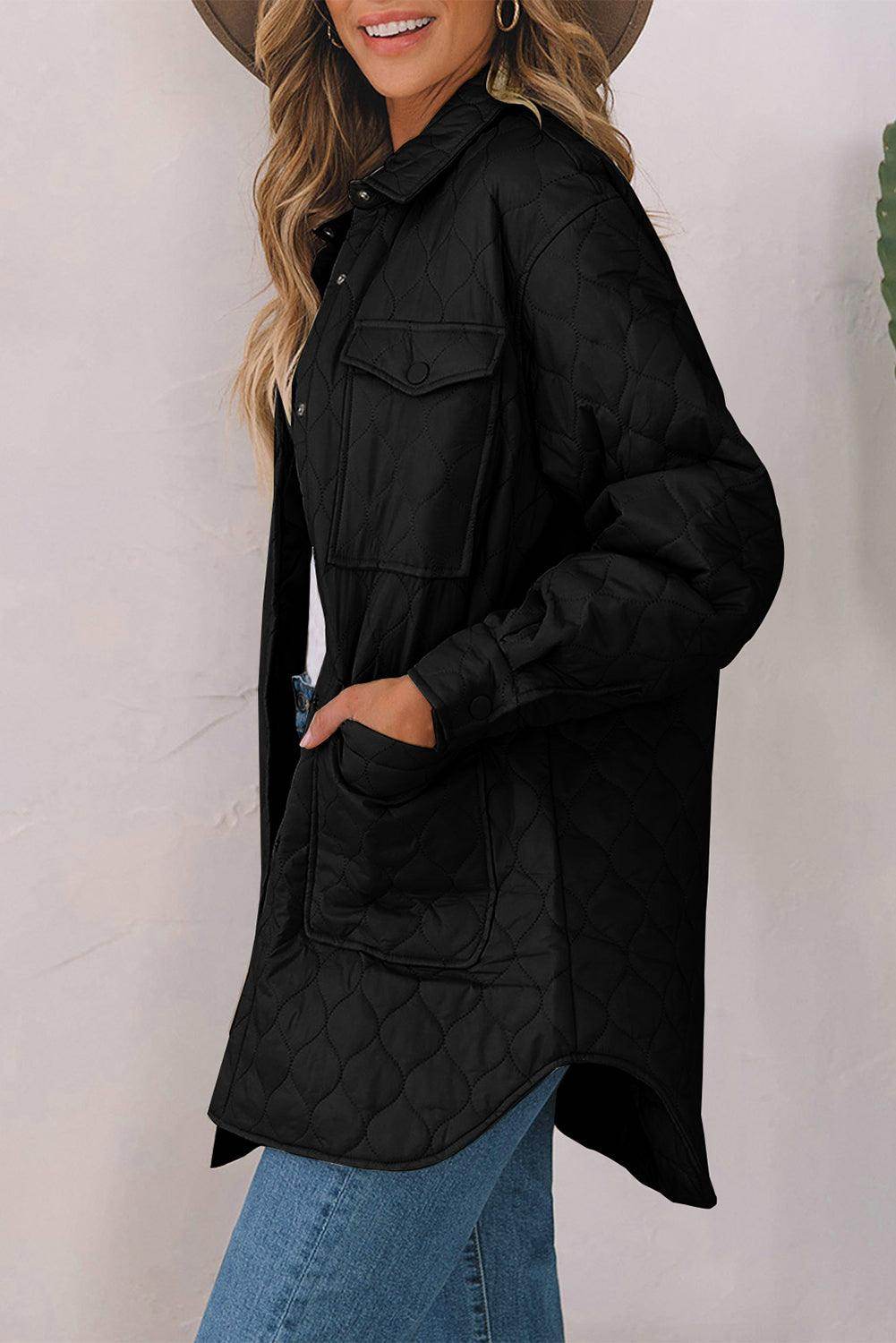 Snap Down Collared Winter Coat for Stylish Warmth