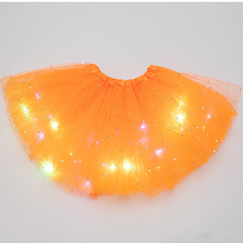Magical &amp; Luminous  LED Princess Halloween Tutu Skirt Sequins Shiny Skirt