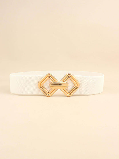 Geometric Buckle Elastic Wide Belt for Stylish Comfort