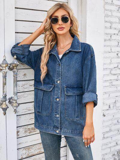 Button Up Long Sleeve Denim Jacket for Stylish Looks