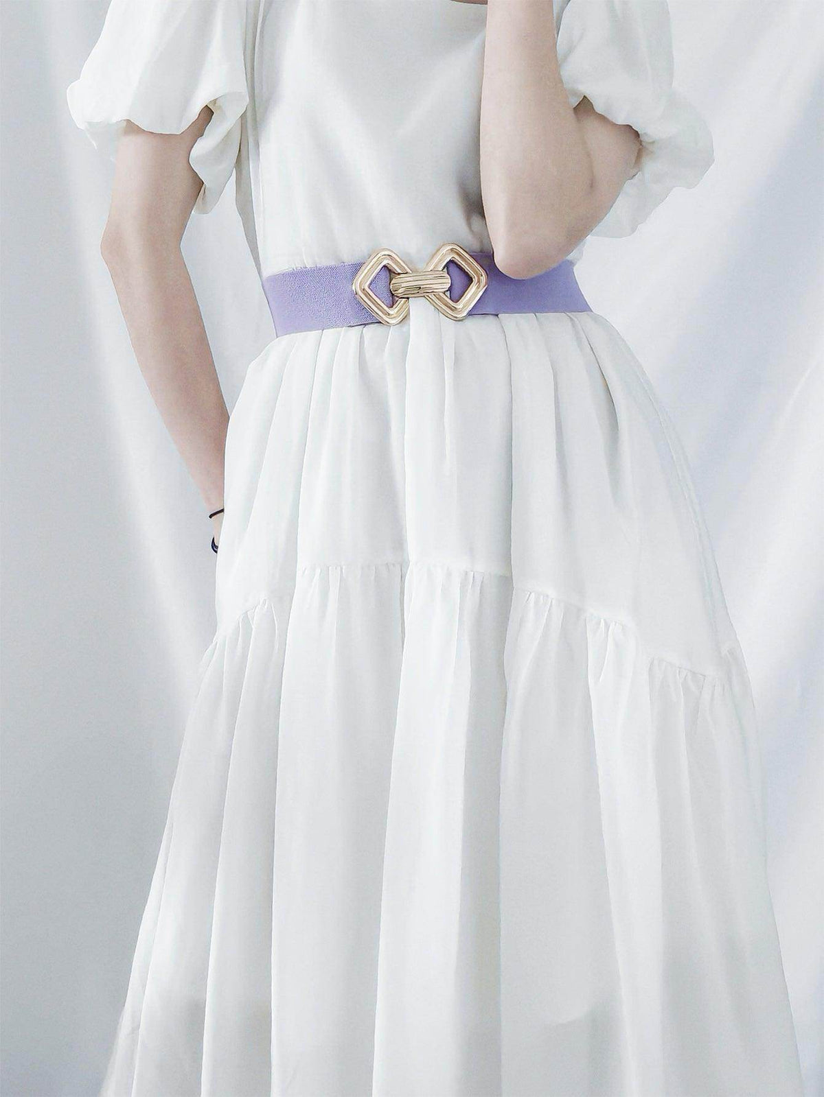 Geometric Buckle Elastic Wide Belt for Stylish Comfort