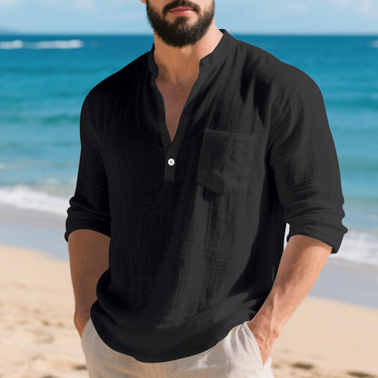 American Style Linen Long-sleeved Men&