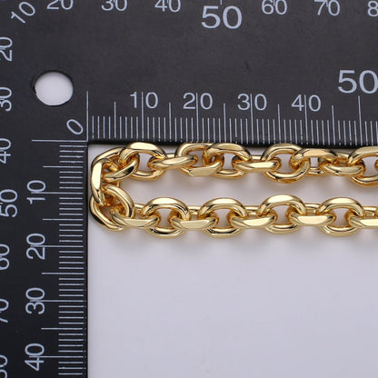 7.5X9mm 24K Gold Plated CABLE Chain Sold by Yard, Unfinished Chain For Necklace Bracelet Anklet Component Supply | ROLL-00496